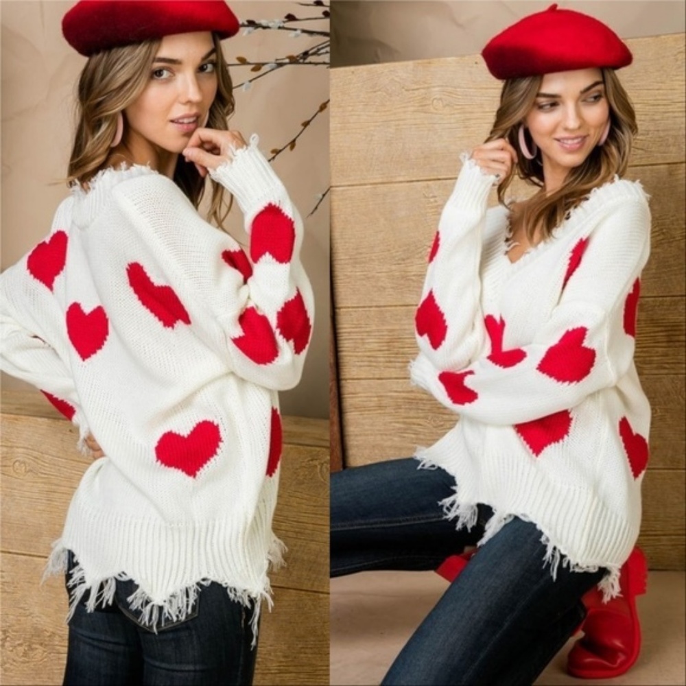 LOVE YOU MORE Sweater - Red Heart Sweater